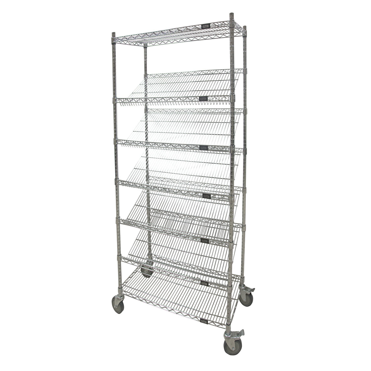 Slanted Shelf Cart, 7 Tiers, 24" W x 80" H x 48" D