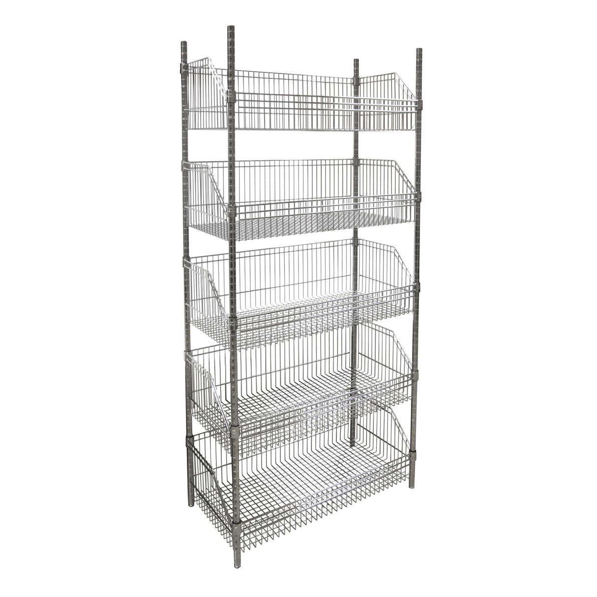 Wire Basket Shelving Unit, 5 Tiers, 36" W x 74" H x 18" D
