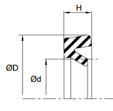 Rod U-Seal (E5) 1.375" x 1.750" x 0.187" - Nitrile