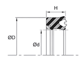 Rod U-Seal (RE) 8.000" x 8.750" x 0.625" - AU/NBR/POM