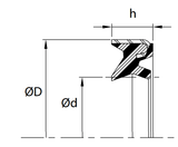 Rod Wiper (J/DL) 2.500" x 3.250" x 0.433" - Polyurethane/Steel