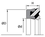 Rod/Piston U-Seal (DZ) 6.000" x 6.500" x 0.562" - Fluorotrel