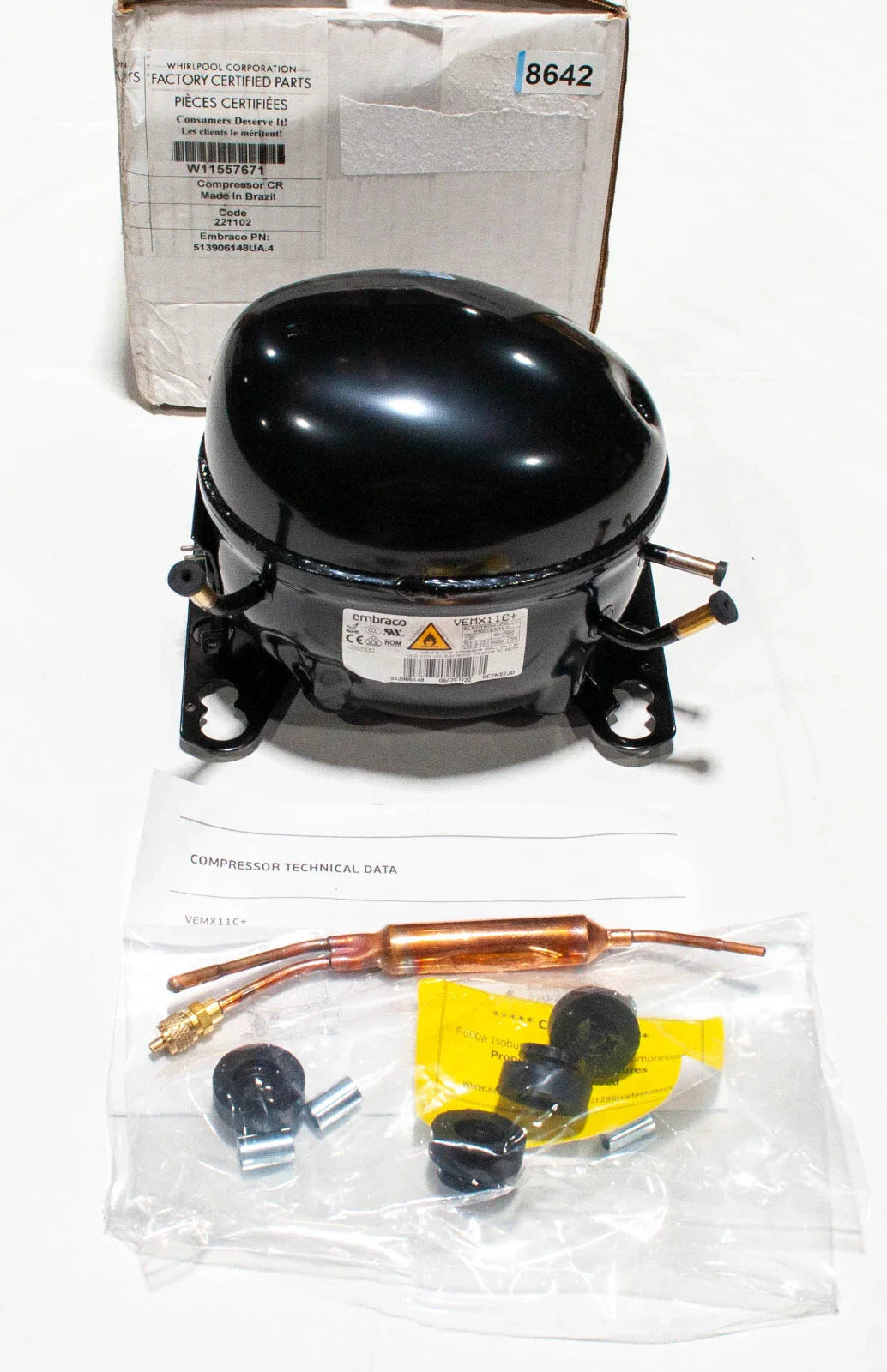 Whirlpool Refrigerator Compressor Part W11557671