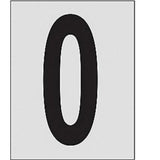 Reflective Individual Number and Letter Labels, 0, 1" H, Black on Silver