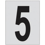 Reflective Individual Number and Letter Labels, 5, 1" H, Black on Silver