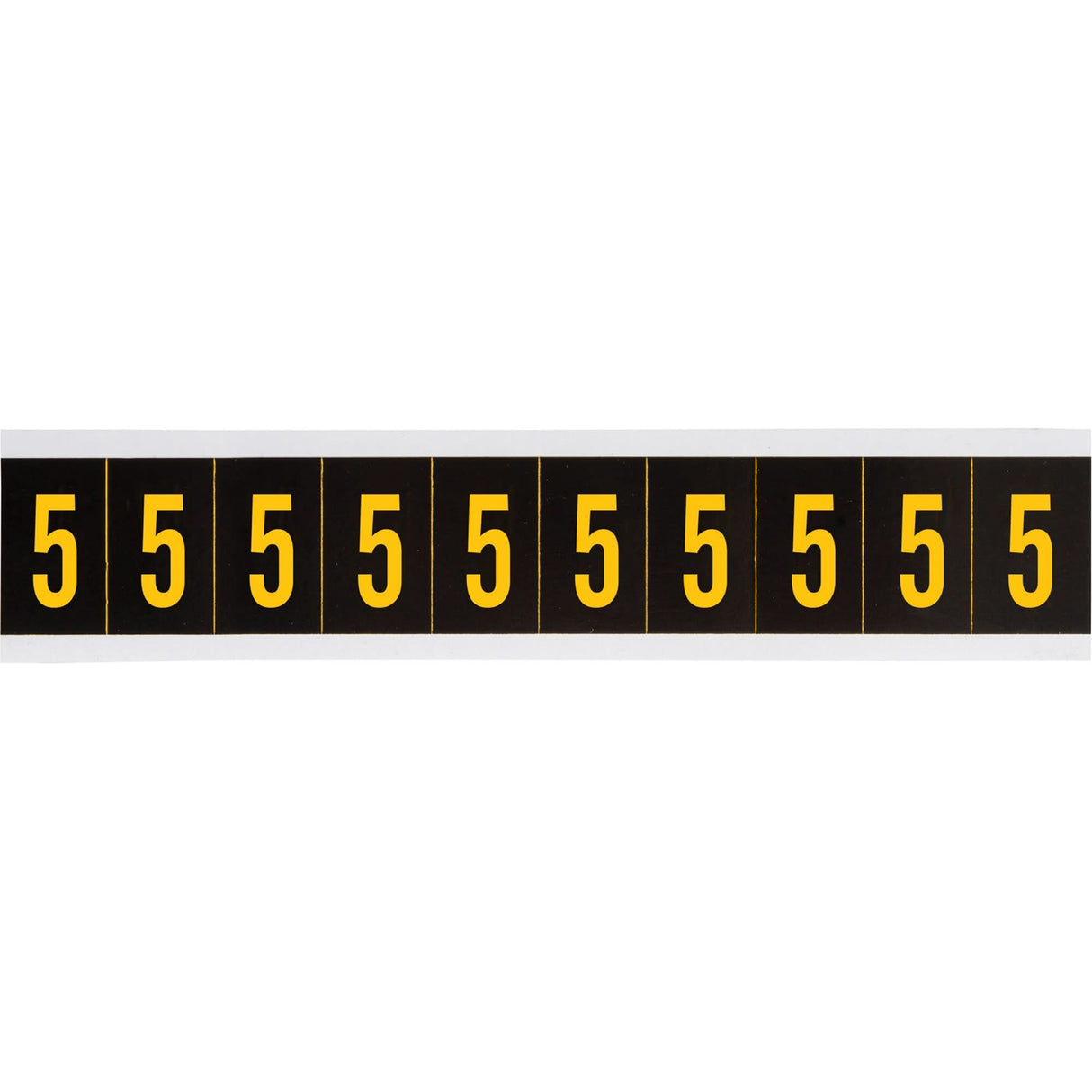 Individual Number and Letter Labels, 5, 2" H, Yellow on Black