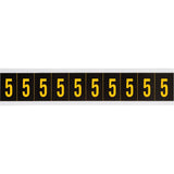 Individual Number and Letter Labels, 5, 2" H, Yellow on Black