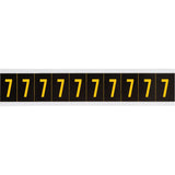Reflective Individual Number and Letter Labels, 7, 2" H, Yellow on Black