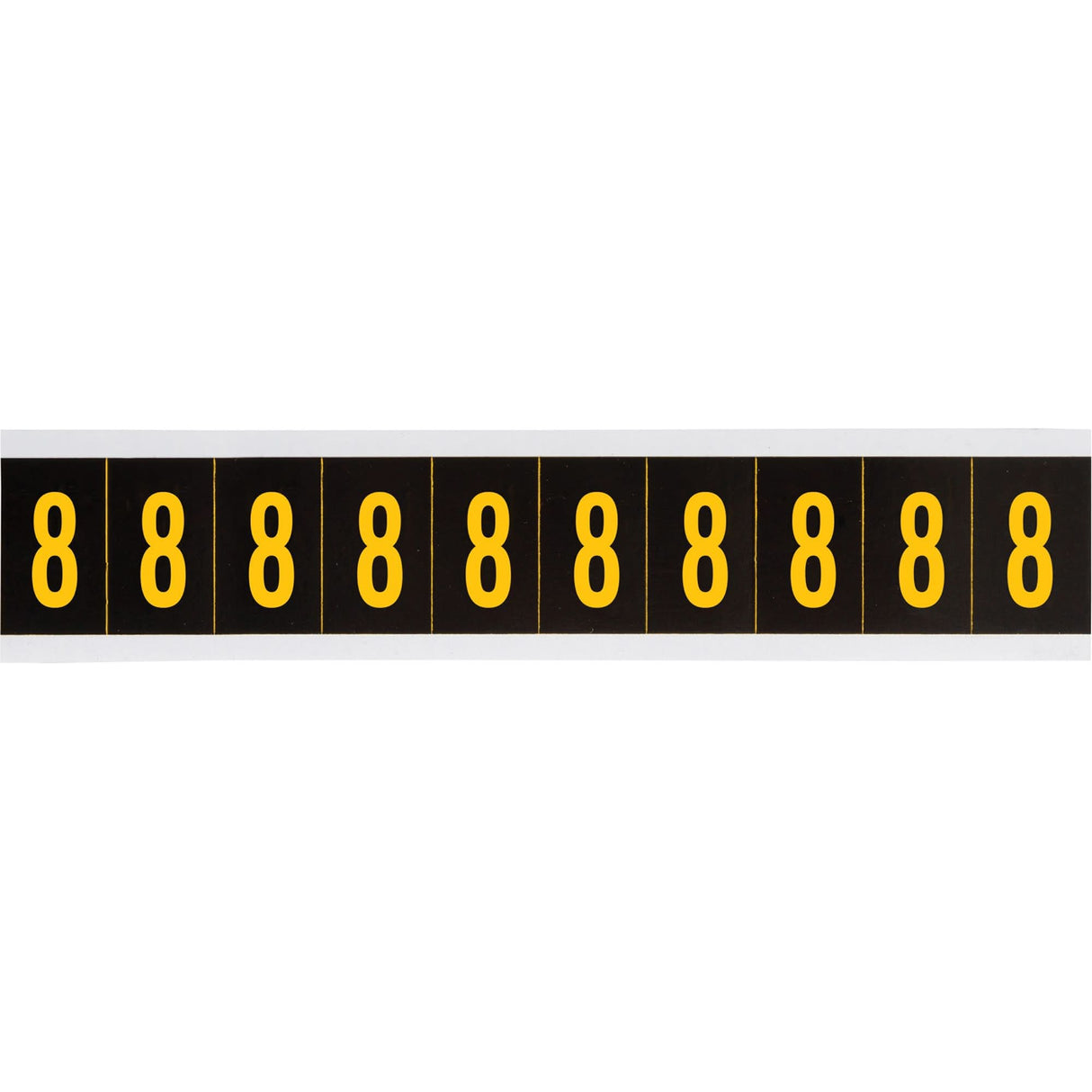 Individual Number and Letter Labels, 8, 2" H, Yellow on Black