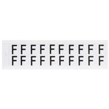 Individual Number and Letter Labels, F, 5/8" H, Black on White