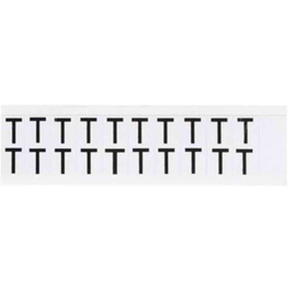 Individual Number & Letter Labels, T, 5/8" H, Black on White
