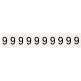Individual Number and Letter Labels, 9, 1" H, Black on White