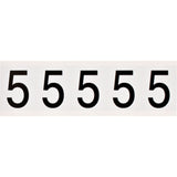 Individual Number and Letter Labels, 5, 2" H, Black on White
