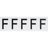 Individual Number and Letter Labels, F, 2" H, Black on White