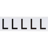 Individual Number and Letter Labels, L, 2" H, Black on White