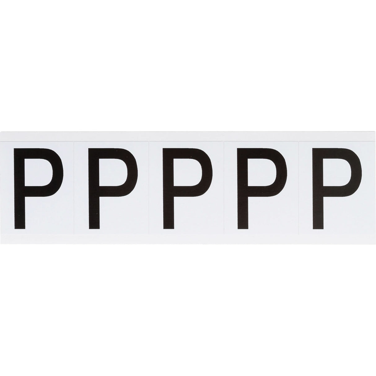Individual Number & Letter Labels, P, 2" H, Black on White