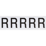 Individual Number & Letter Labels, R, 2" H, Black on White