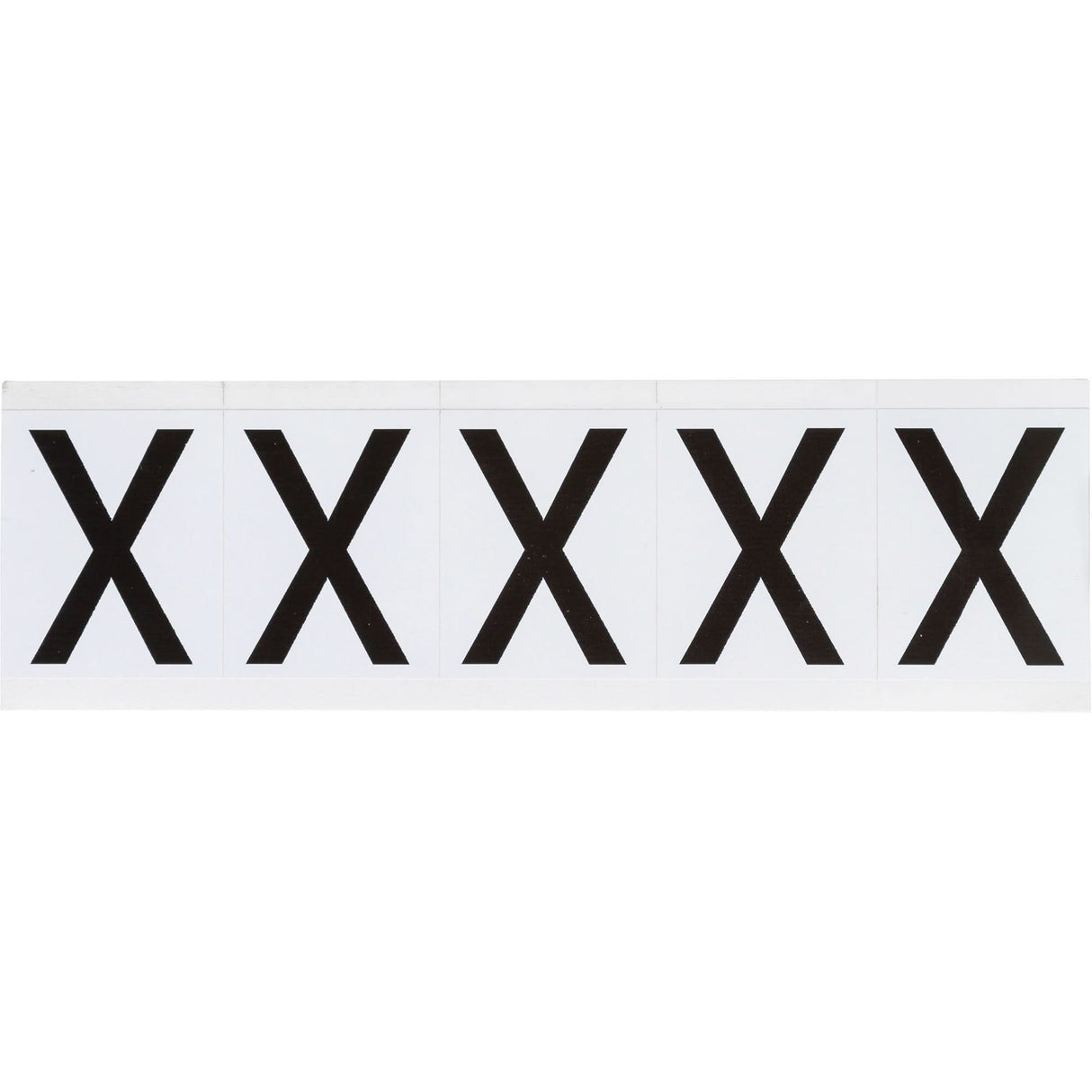 Individual Number & Letter Labels, X, 2" H, Black on White
