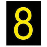 Reflective Individual Number and Letter Labels, 8, 2-1/2" H, Yellow on Black