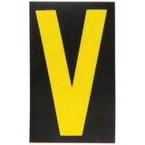 Reflective Individual Number & Letter Labels, V, 2-1/2" H, Yellow on Black