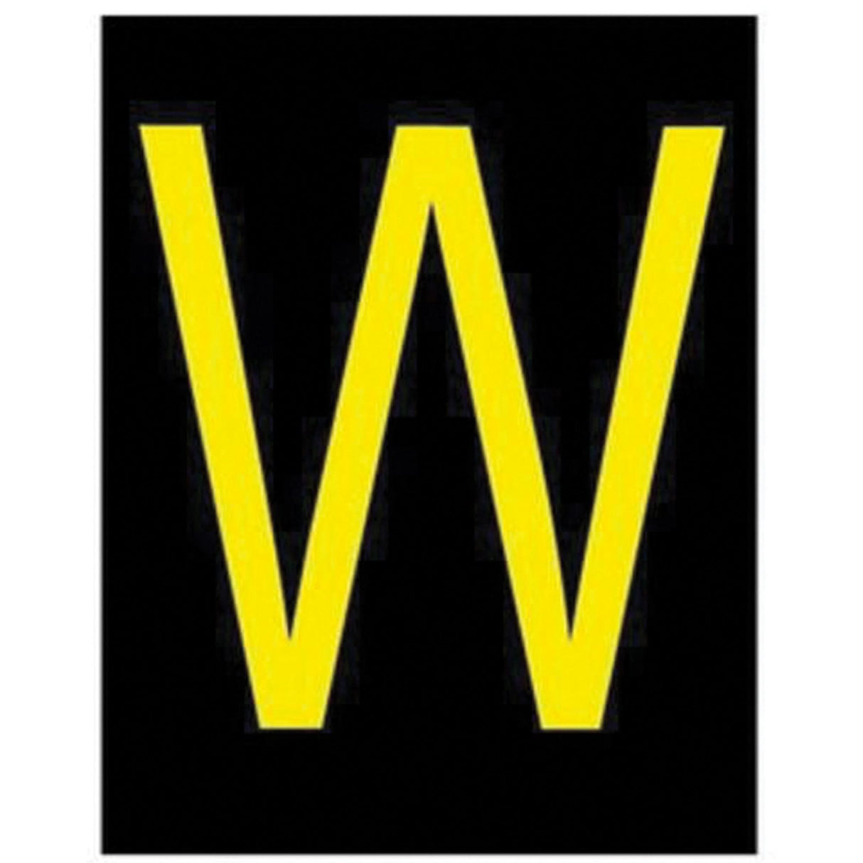 Reflective Individual Number & Letter Labels, W, 2-1/2" H, Yellow on Black