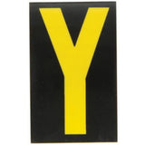 Reflective Individual Number & Letter Labels, Y, 2-1/2" H, Yellow on Black