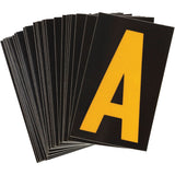 Reflective Individual Number and Letter Labels, A, 1-1/2" H, Yellow on Black
