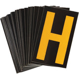 Reflective Individual Number and Letter Labels, H, 1-1/2" H, Yellow on Black