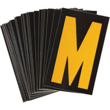 Reflective Individual Number & Letter Labels, M, 1-1/2" H, Yellow on Black