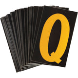 Reflective Individual Number & Letter Labels, Q, 1-1/2" H, Yellow on Black