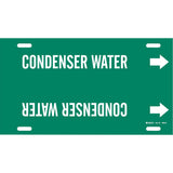 "Condenser Water" Pipe Marker, Strap-On, 10" H x 32" W, White on Green