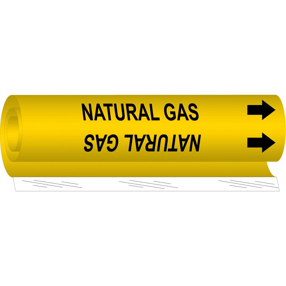 "Natural Gas" Pipe Marker, Wrap-Around, 9" H x 8" W, Black on Yellow
