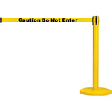 Free-Standing Crowd Control Barrier, Steel, 35" H, Yellow Tape, 7' Tape Length