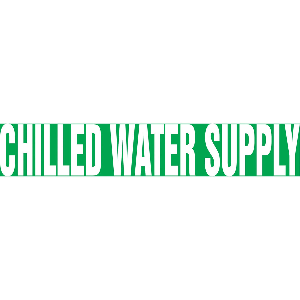 "Chilled Water Supply" Pipe Markers, Self-Adhesive, 2-1/2" H x 12" W, White on Green