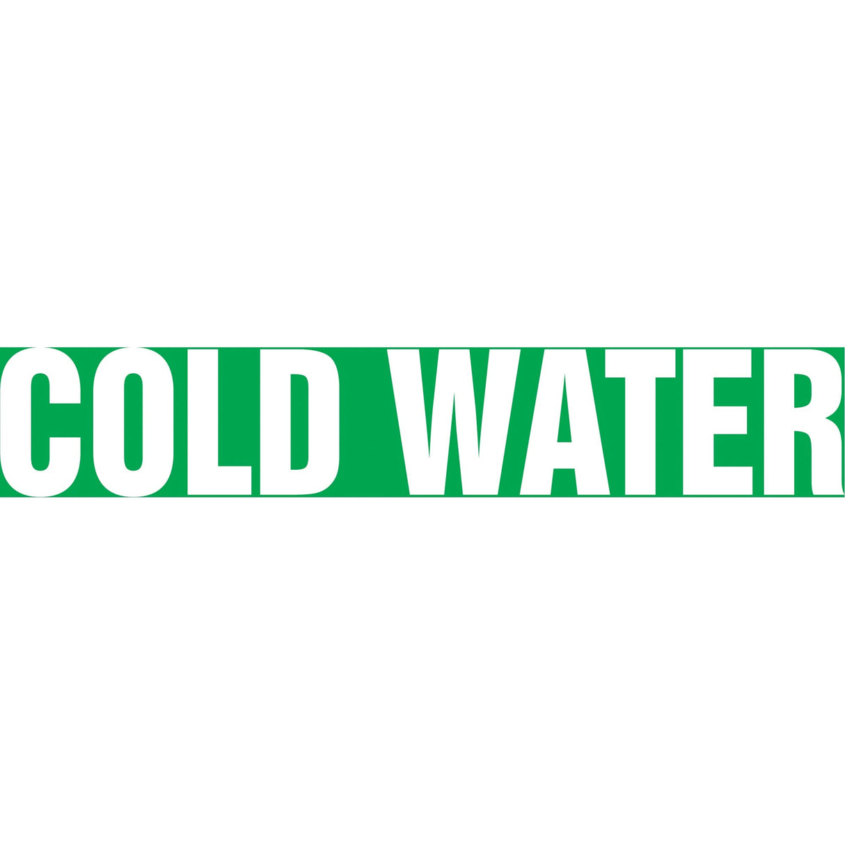 "Cold Water" Pipe Marker, Self-Adhesive, 1-1/2" H x 8" W, White on Green