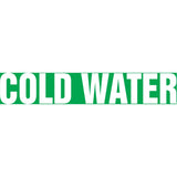 "Cold Water" Pipe Marker, Self-Adhesive, 1-1/2" H x 8" W, White on Green