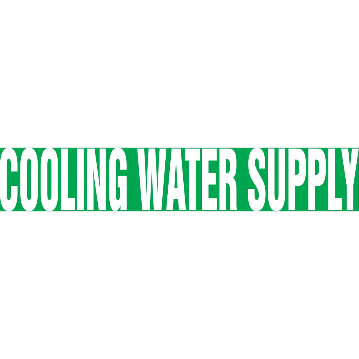 "Cooling Water Supply" Pipe Marker, Self-Adhesive, 1" H x 8" W, White on Green