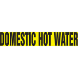 "Domestic Hot Water" Pipe Marker, Self-Adhesive, 1-1/2" H x 8" W, Black on Yellow
