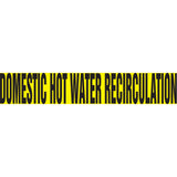 "Domestic Hot Water Recirculation" Pipe Marker, Self-Adhesive, 4" H x 24" W, Black on Yellow