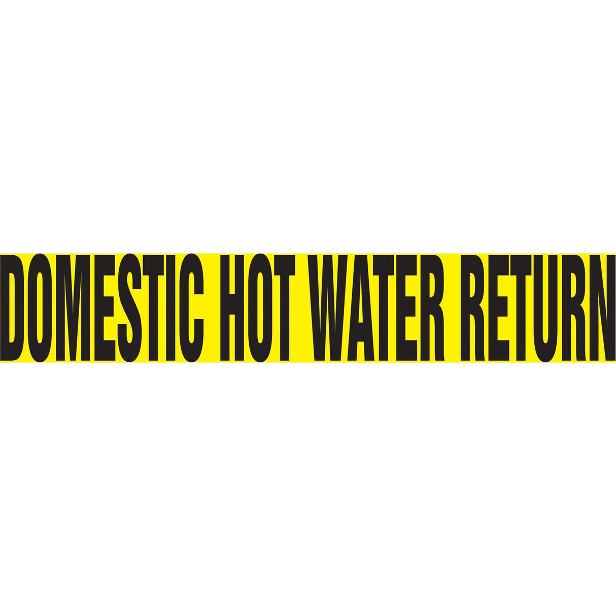 "Domestic Hot Water Return" Pipe Marker, Self-Adhesive, 1-1/2" H x 8" W, Black on Yellow