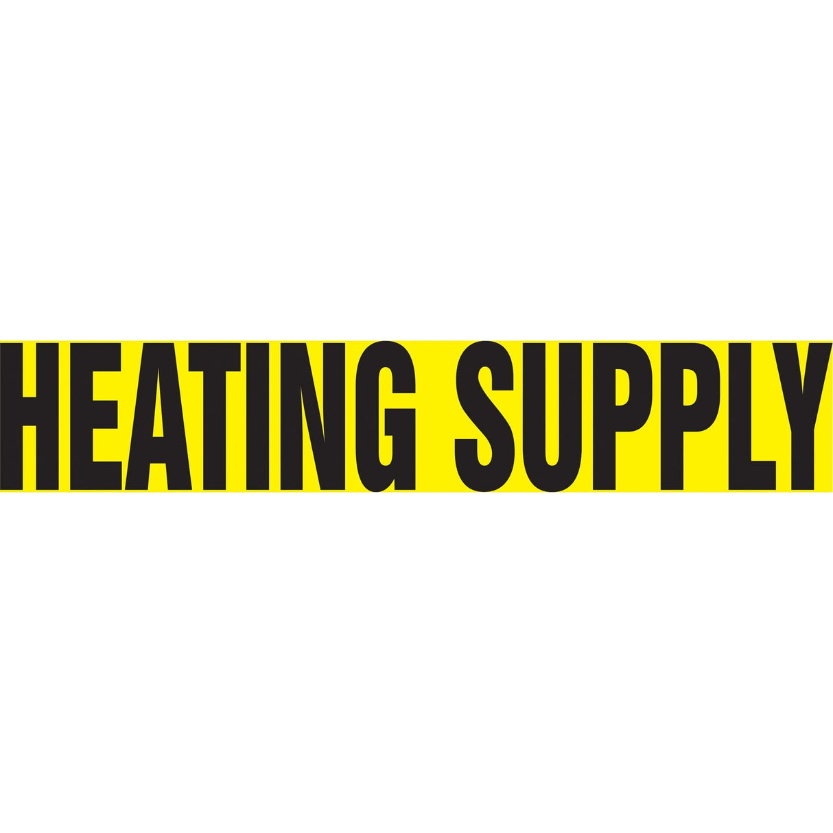 "Heating Supply" Pipe Marker, Self-Adhesive, 1" H x 8" W, Black on Yellow