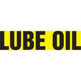 "Lube Oil" Pipe Marker, Self-Adhesive, 1" H x 8" W, Black on Yellow