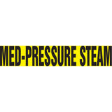 "Med-Pressure Steam" Pipe Marker, Self-Adhesive, 2-1/2" H x 12" W, Black on Yellow