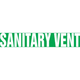 "Sanitary Vent" Pipe Marker, Self-Adhesive, 2-1/2" H x 12" W, White on Green