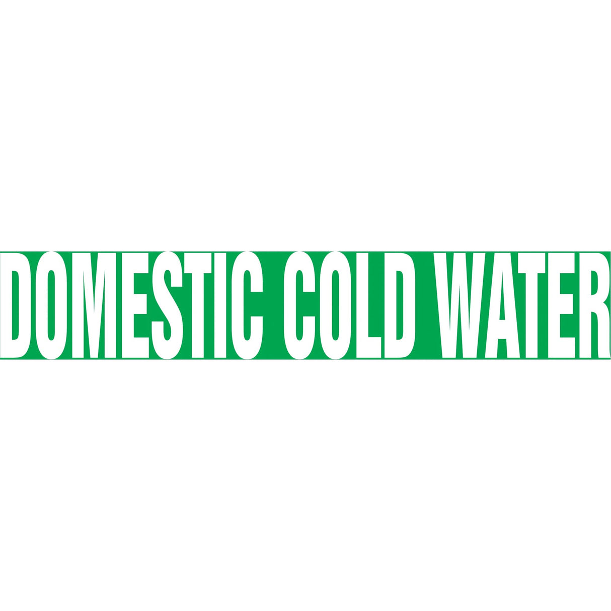 Snap Tite™ "Domestic Cold Water" Pipe Marker, Snap-On, 14" H x 12" W, White on Green