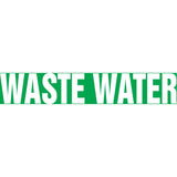 "Waste Water" Pipe Marker, Self-Adhesive, 1-1/2" H x 8" W, White on Green