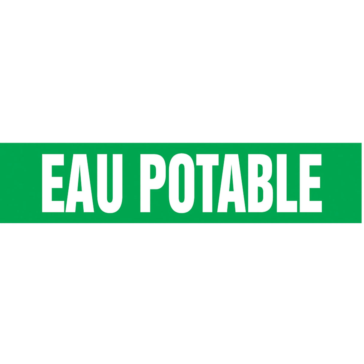 "Eau Potable" Pipe Marker, Self-Adhesive, 1" H x 8" W, White on Green