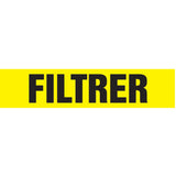 "Filtrer" Pipe Marker, Self-Adhesive, 1-1/2" H x 8" W, Black on Yellow