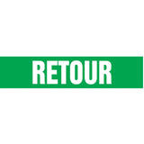 "Retour" Pipe Markers, Self-Adhesive, 2-1/2" H x 12" W, White on Green