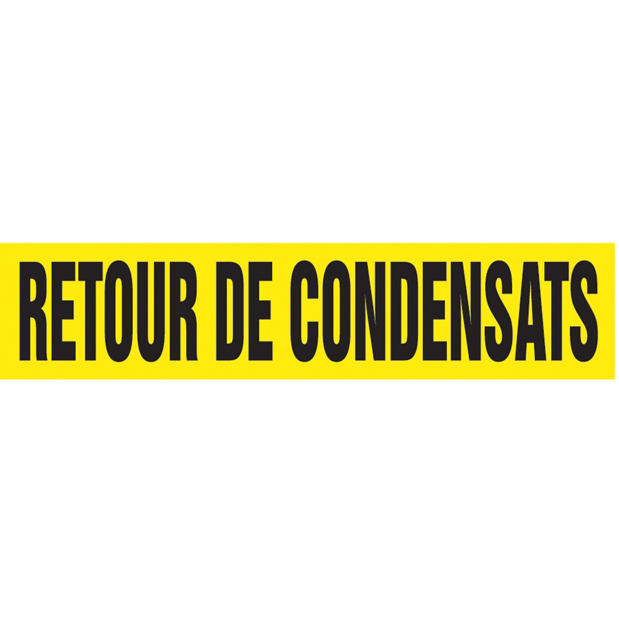 "Retour de Condensats" Pipe Marker, Self-Adhesive, 1-1/2" H x 8" W, Black on Yellow